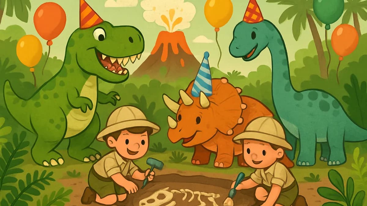 Kindergeburtstag - Dinosaurier-Expedition ins Urzeit-Abenteuer - Reist zurück in die Urzeit und erlebt spannende Dinosaurier-Abenteuer als mutige Paläontologen!