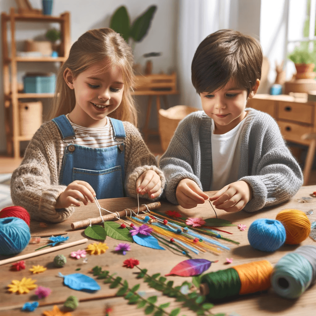 Basteln - Buntes Windspiel aus Naturmaterialien