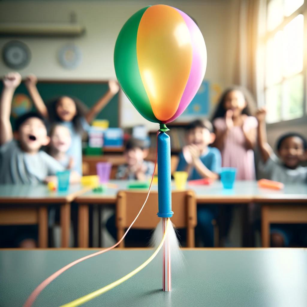 Experiment - Luftballonrakete - Eine Rakete mit einem Luftballon antreiben.