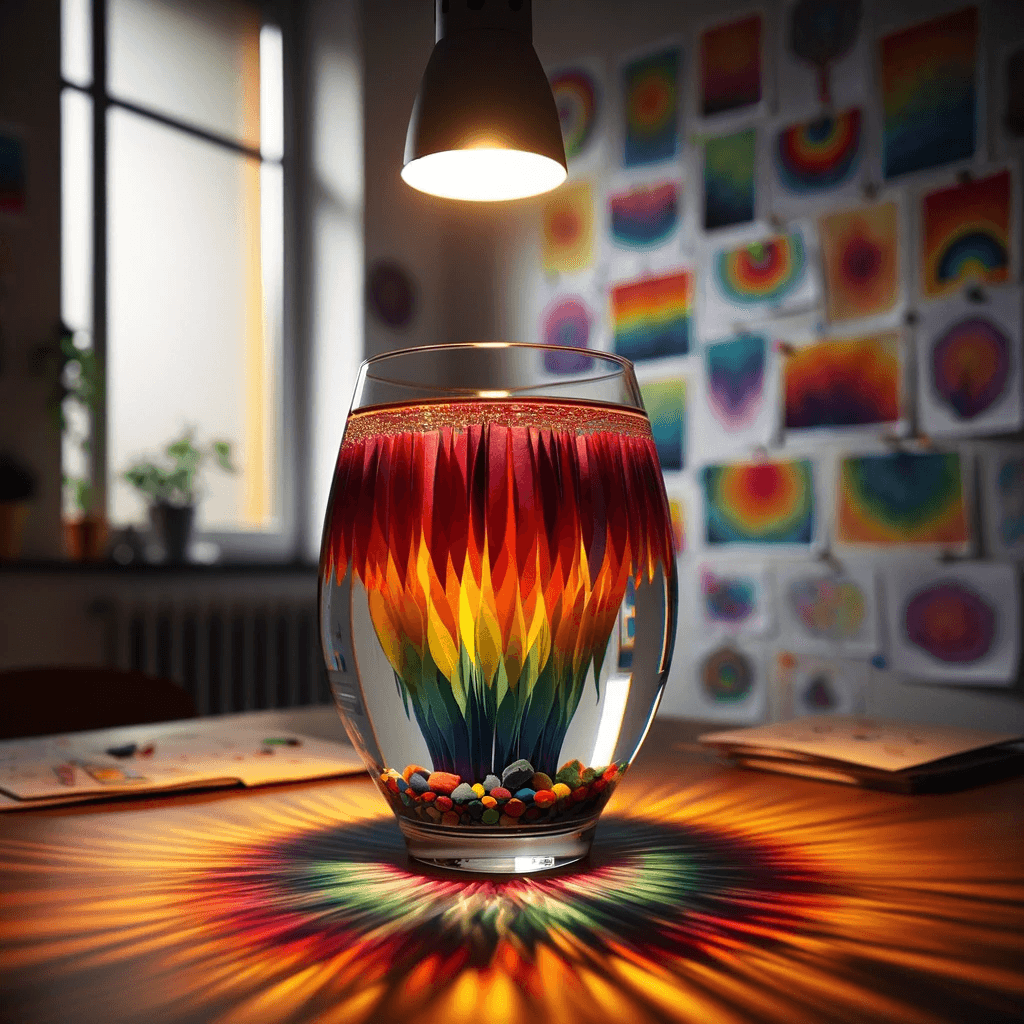 Bastelergebnis - Zauberregenbogen im Glas