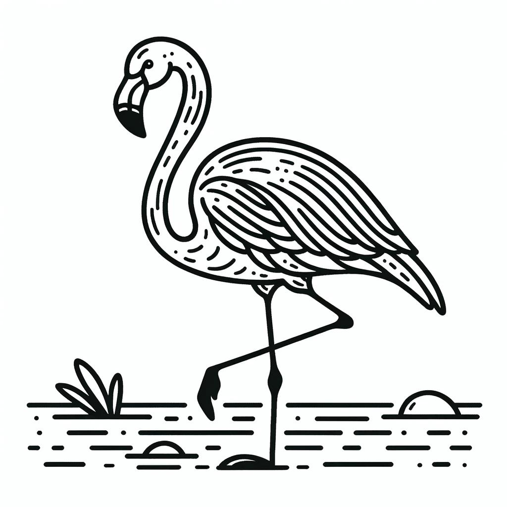 Ausmalbild - Flamingo-Spaß - Flamingo, Vogel, Natur, Spaß