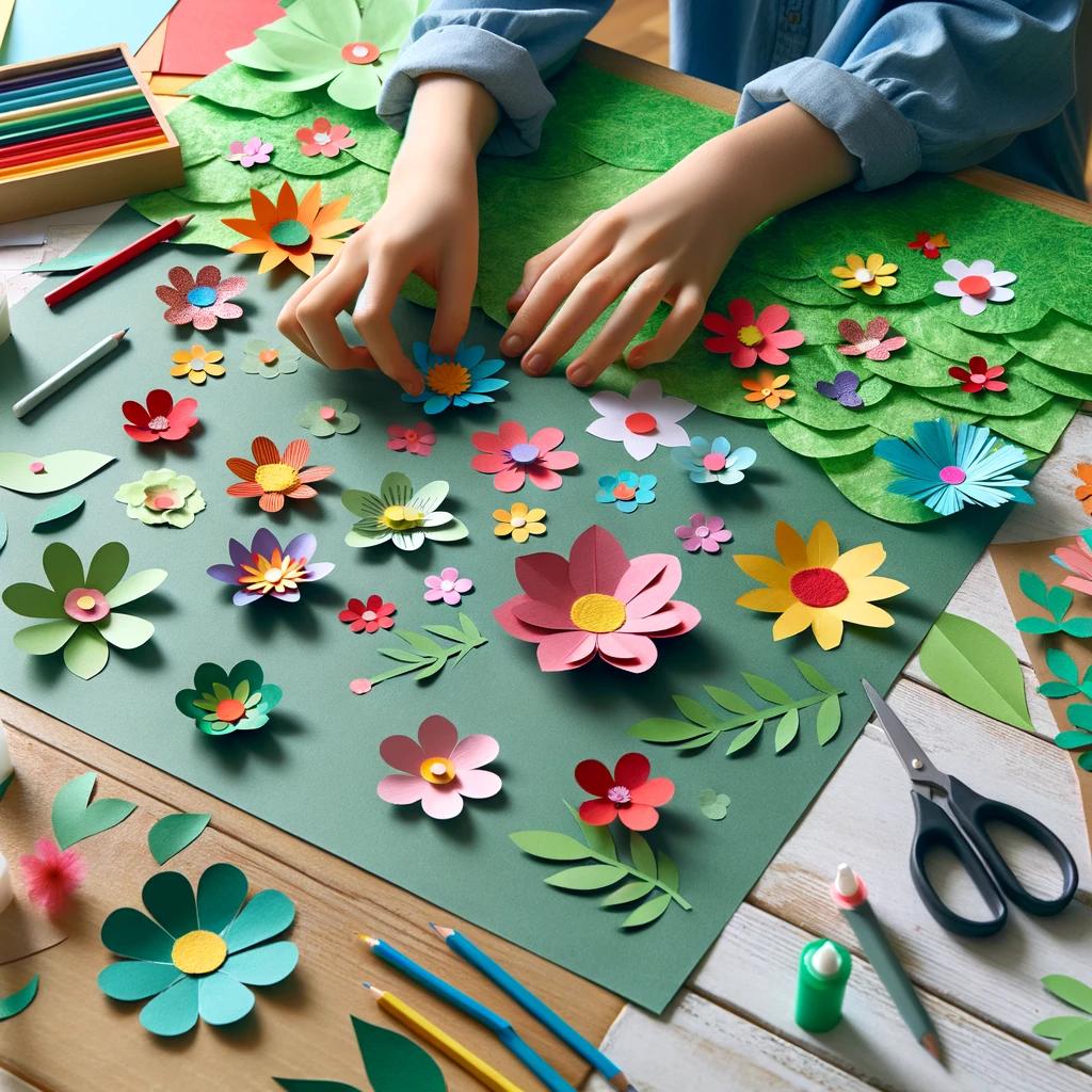 Basteln - Bunte Papierblumen-Wiese