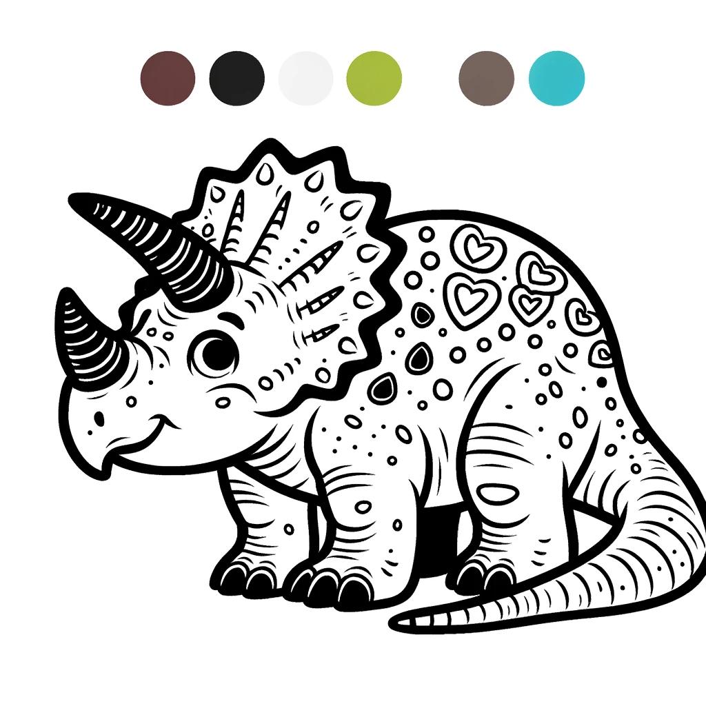 Ausmalbild - Triceratops - Triceratops, Dinosaurier, prähistorisch