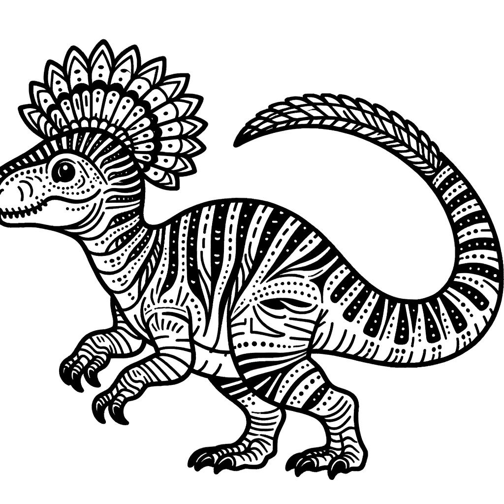 Ausmalbild - Dilophosaurus - Dilophosaurus, Dinosaurier, prähistorisch