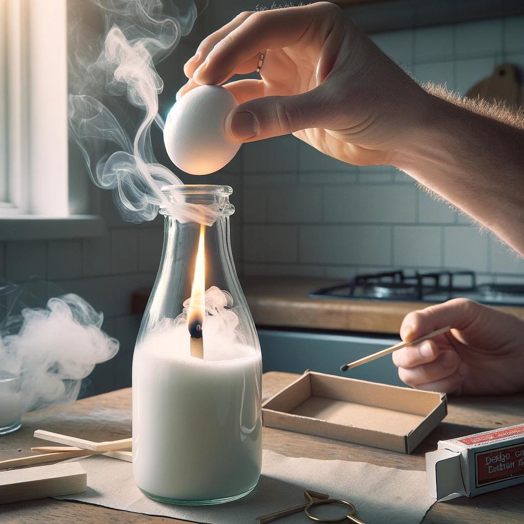 Experiment - Das Ei im Flaschen-Trick - Ei verschwindet in einer Flasche