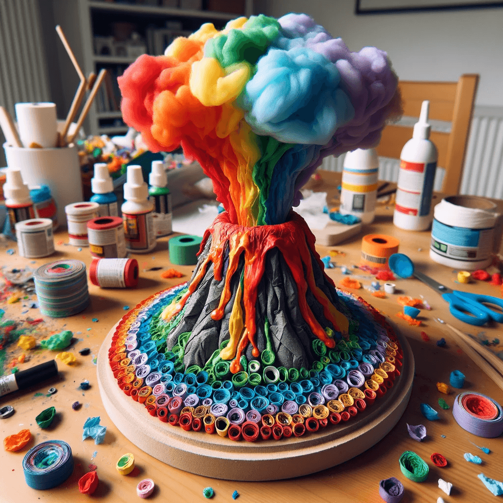 Bastelergebnis - Magischer Regenbogen-Vulkan