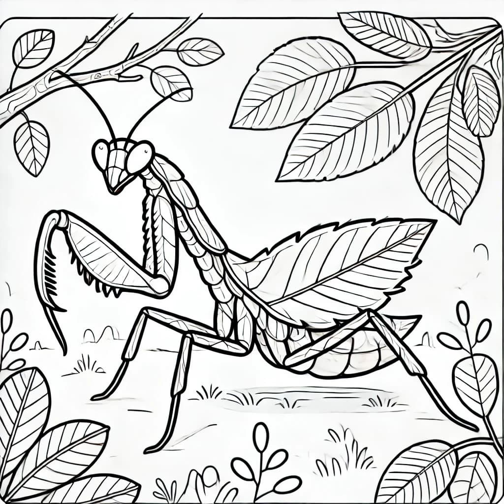 Ausmalbild - Gespenstschrecke zum Ausmalen - Gespenstschrecke, Insekten, Natur, Tiere