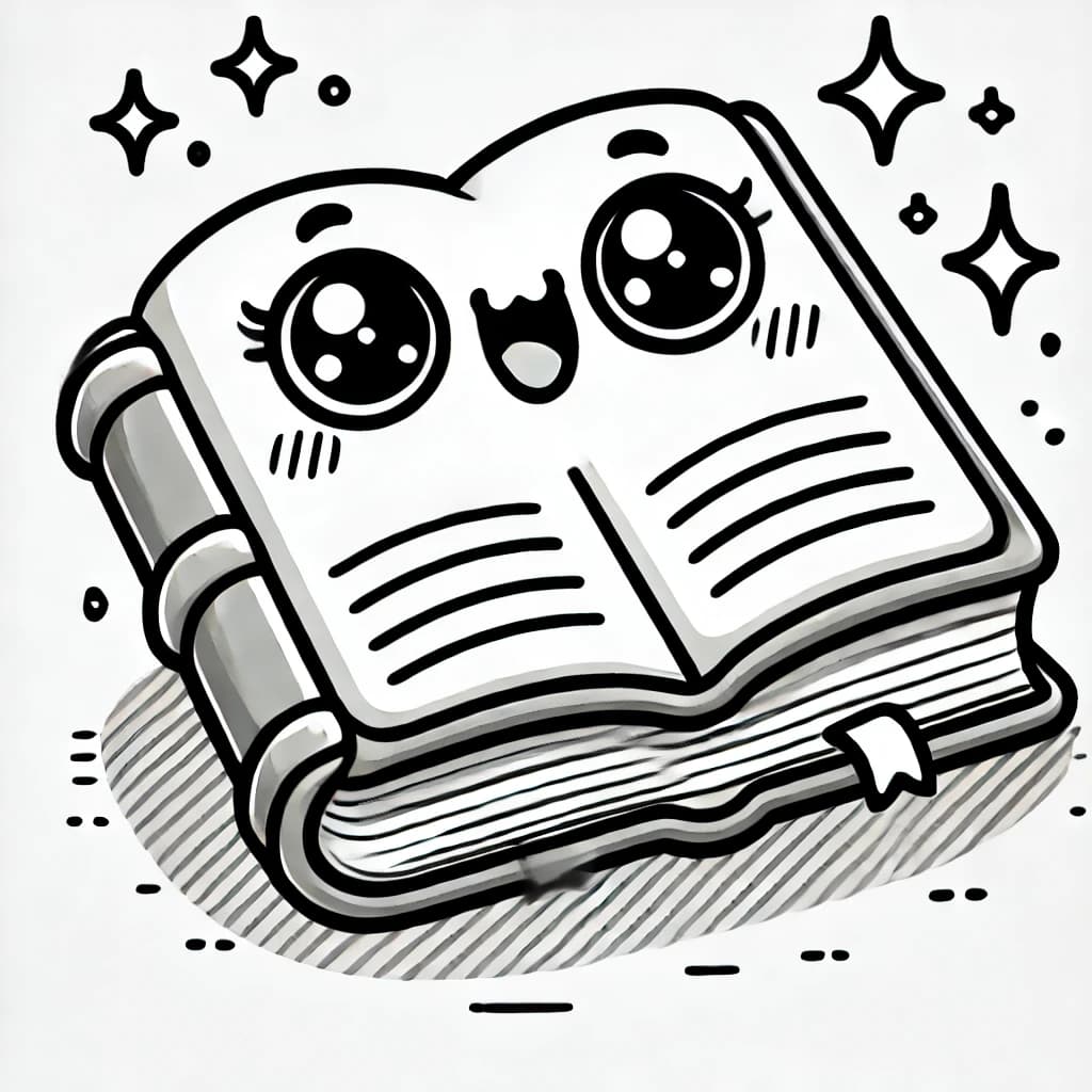 Ausmalbild - Das magische Buch erzählt eine Geschichte - Buch, Augen, Magie, Geschichten
