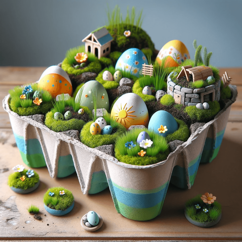 Bastelergebnis - Der Zaubergarten im Eierkarton