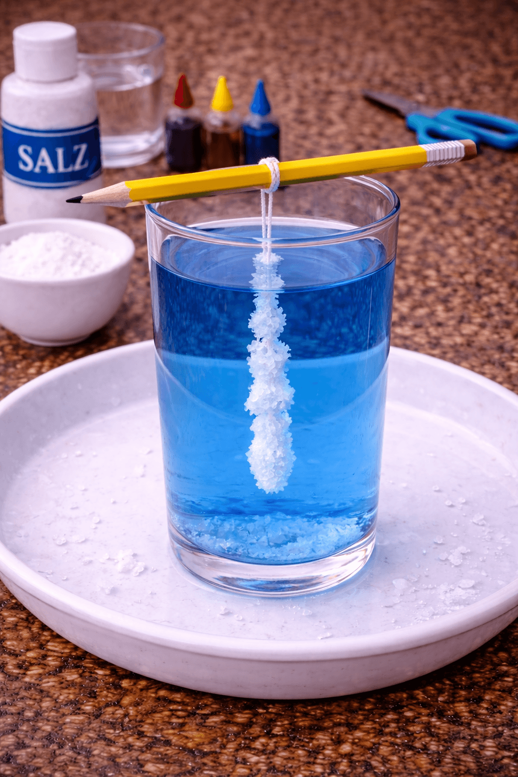 Experiment Ergebnis - Zauberhafte Salzkristalle