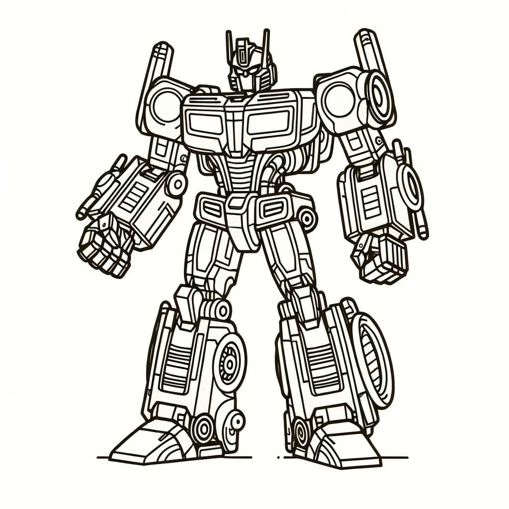 Ausmalbild - Freundlicher Humanoid-Roboter Transformer - humanoid, roboter, transformer, transformative Pose