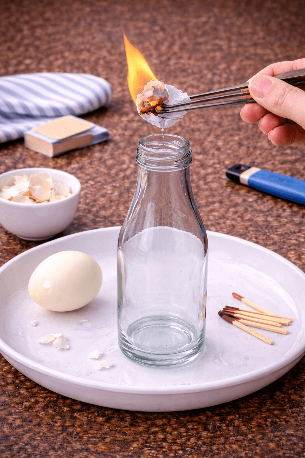 Experiment experimentieren - Das Ei im Flaschen-Trick