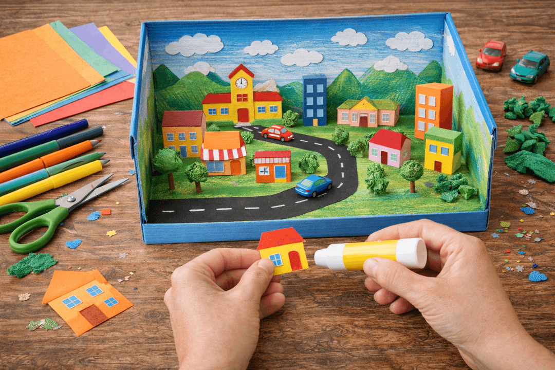 Basteln - Zauberhafte Schuhkarton-Stadt