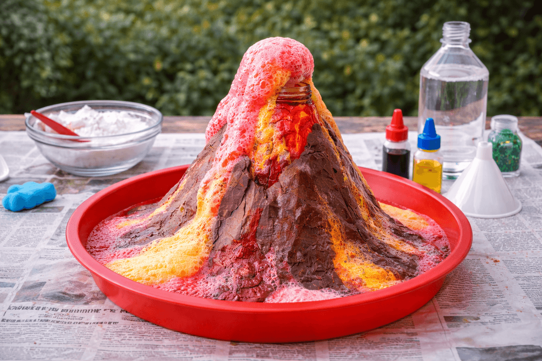 Bastelergebnis - Magischer Wasserfarben-Vulkan