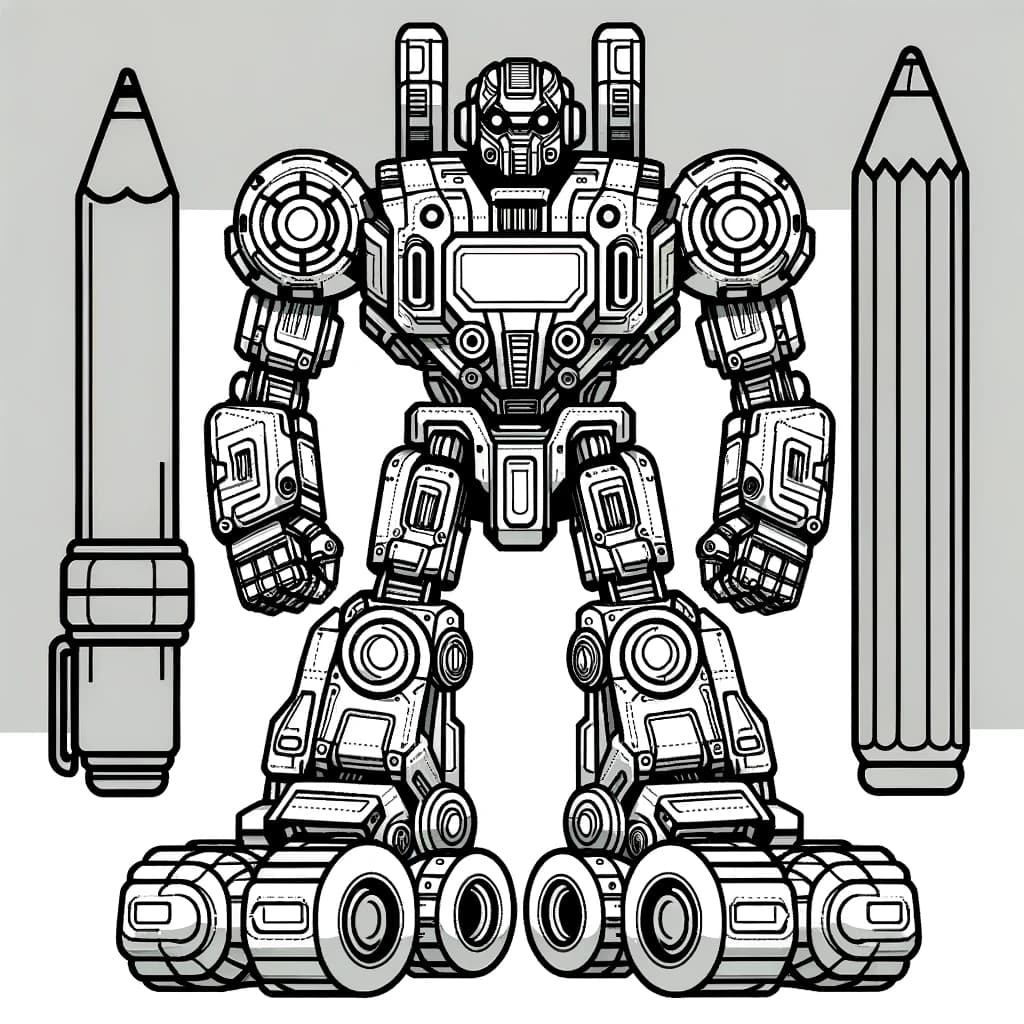 Ausmalbild - Transformierbarer Roboter - Roboter, Fahrzeug, futuristisch, Gears