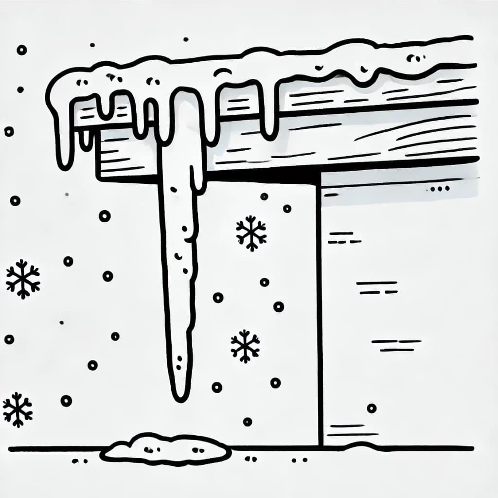 Ausmalbild - Einsamer Eiszapfen - Eiszapfen, Winter, Kälte, Schnee