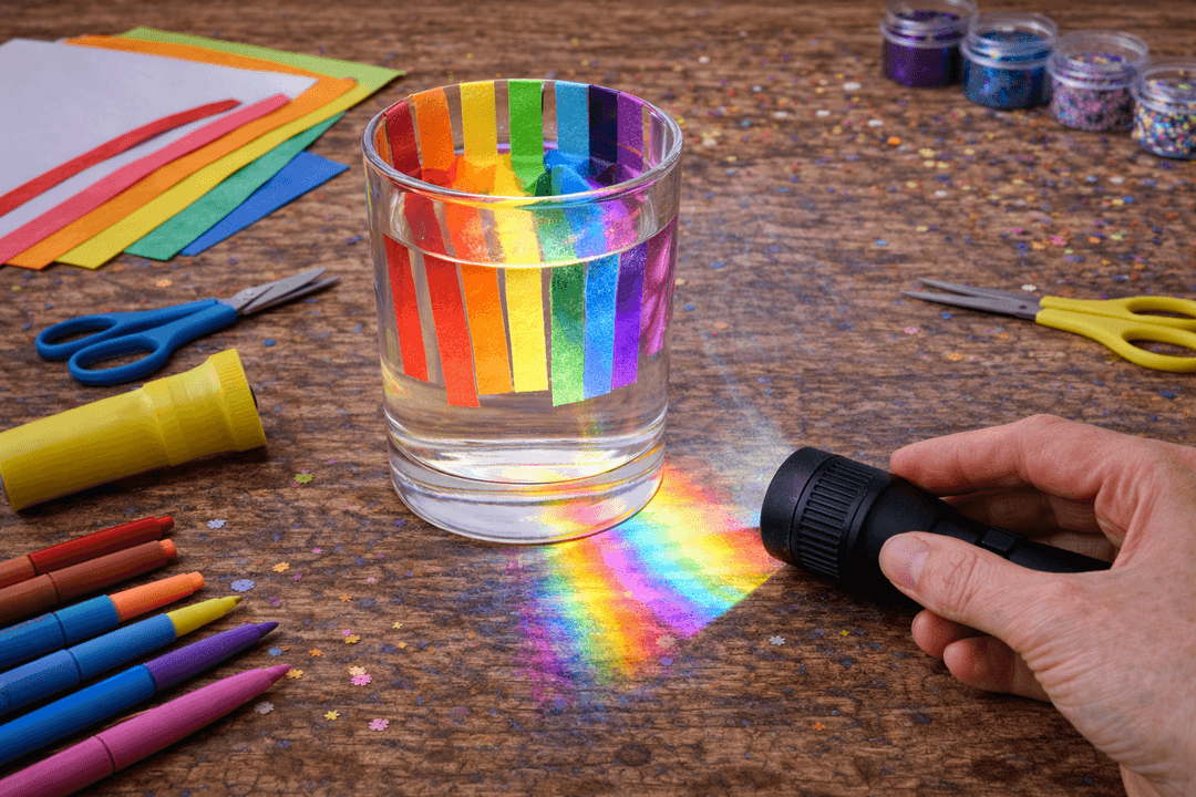 Bastelergebnis - Zauberregenbogen im Glas