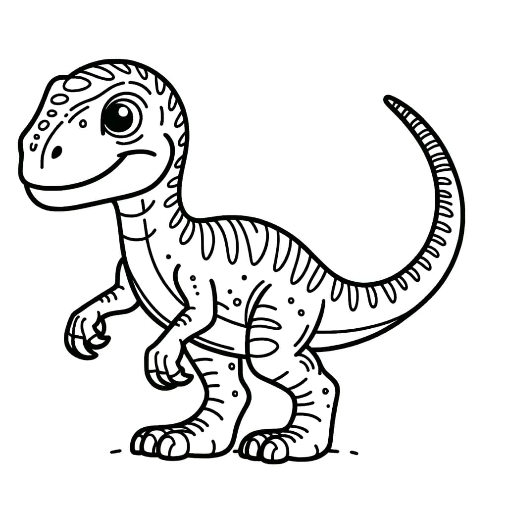 Ausmalbild - Der Velociraptor zum Ausmalen - Velociraptor, Dinosaurier, Prähistorisch