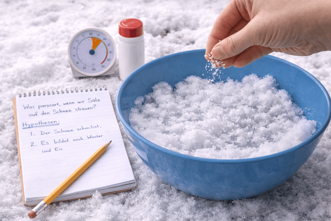 Experiment experimentieren - Schnee und Salz: Warum Salz Schnee schmelzen lässt