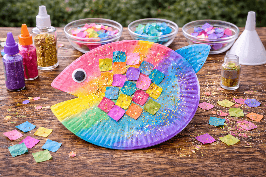 Bastelergebnis - Bunter Regenbogen-Fisch