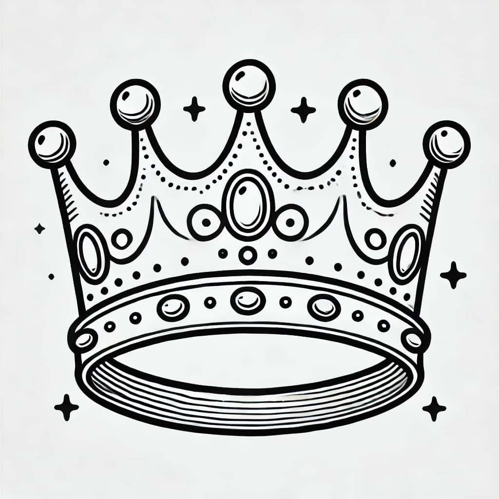 Ausmalbild - Prinzessinnenkrone - Krone, Prinzessin, Schmuck, Edelsteine