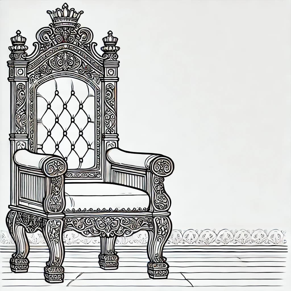 Ausmalbild - Der königliche Thron - Thron, König, Verzierungen, Rückenlehne