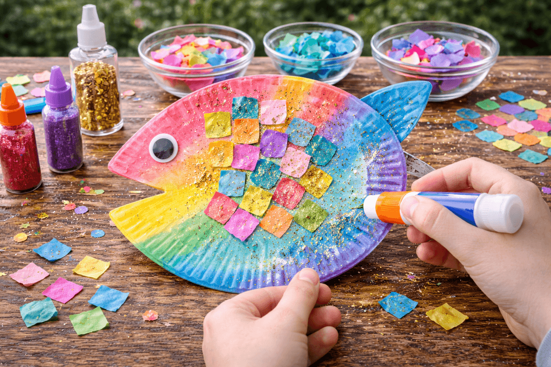 Basteln - Bunter Regenbogen-Fisch