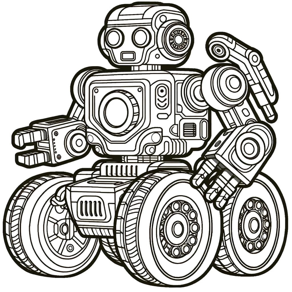 Ausmalbild - Der Transformer-Roboter - Transformer, Roboter, Fahrzeug, Räder