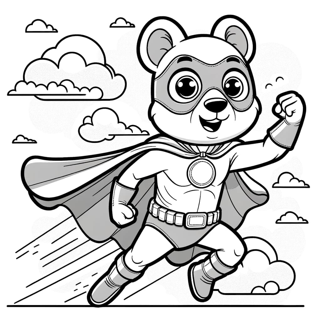 Ausmalbild - Der Superhelden-Hund - Superheld, Hund, Cape, Maske
