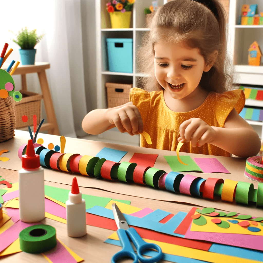 Basteln - Die Bunte Papier-Raupen-Kette