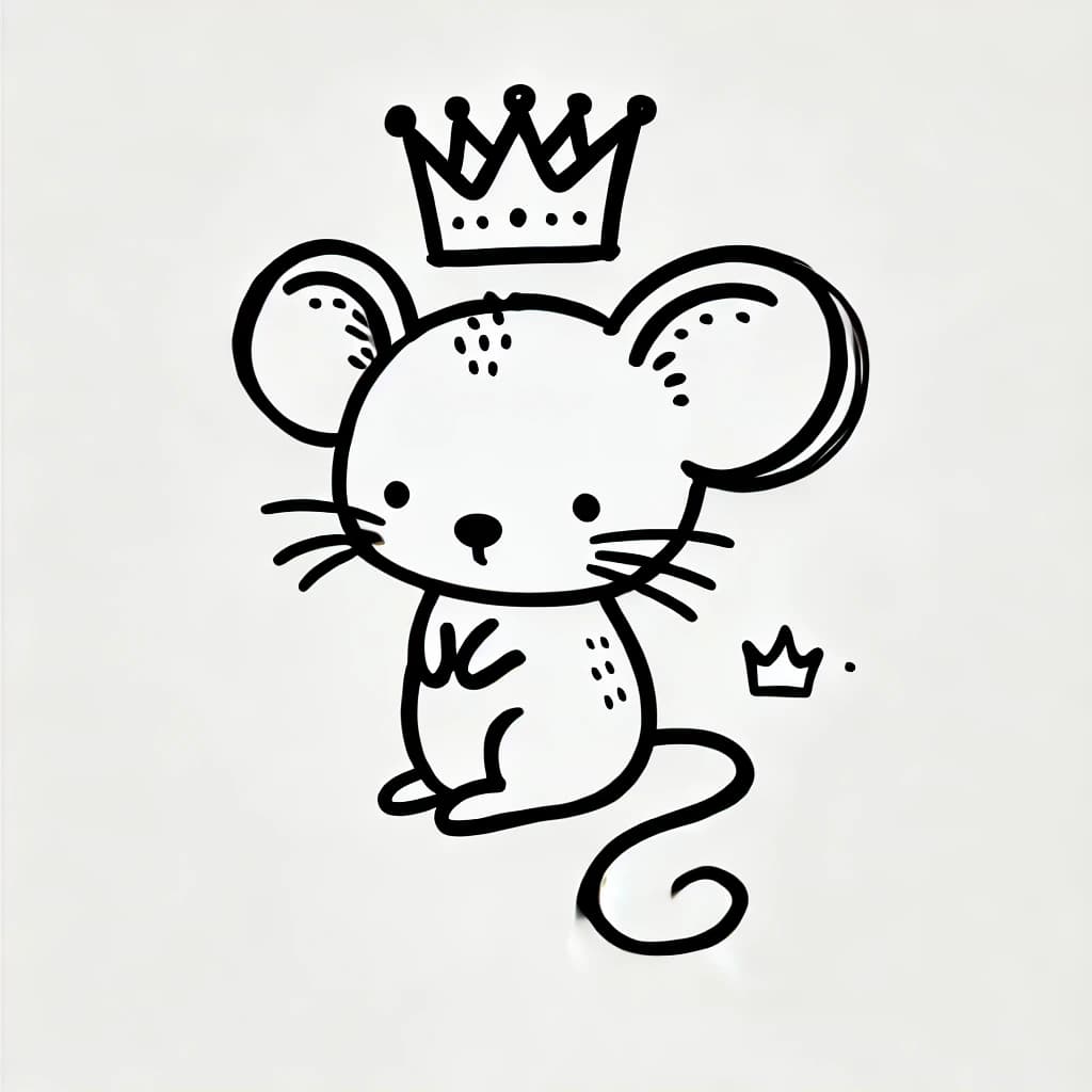 Ausmalbild - Die kleine Mäusekönigin - Maus, Krone, Tier, König