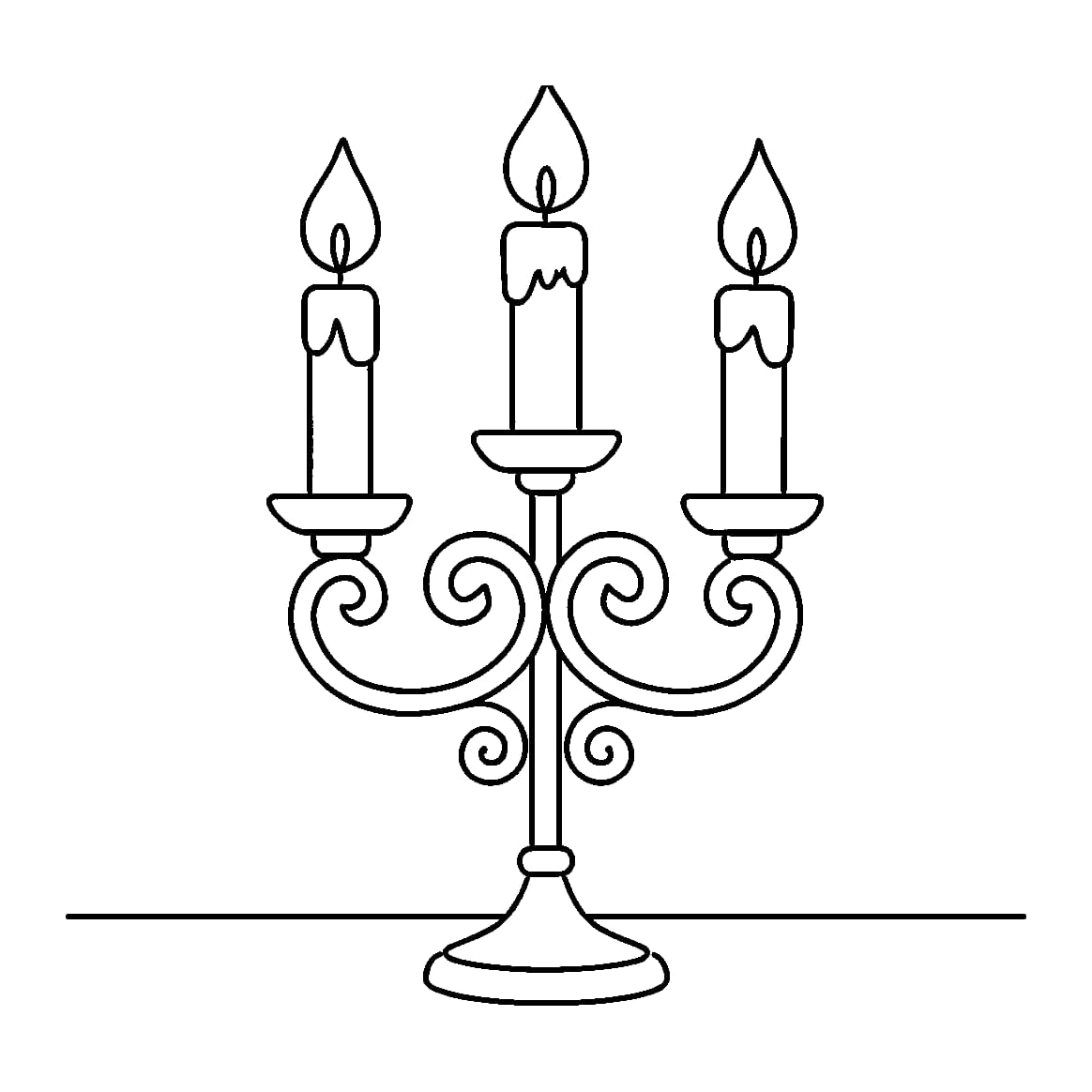 Ausmalbild - Kerzenständer mit brennenden Kerzen - Advent, Kerze, Kerzenständer