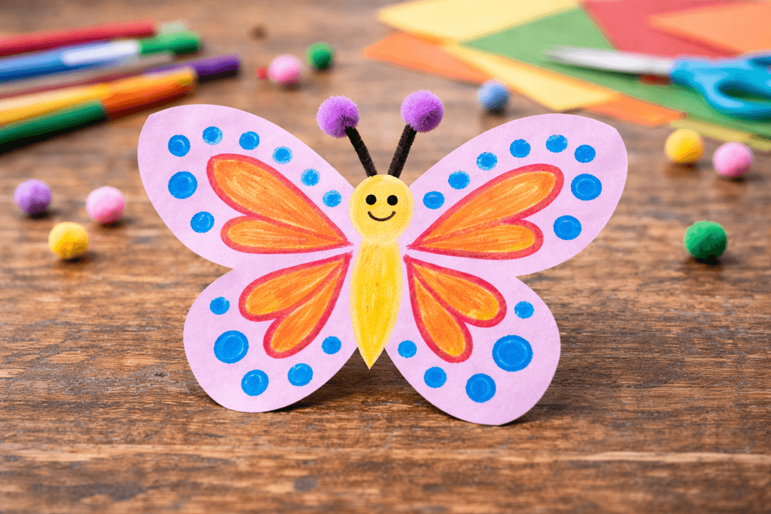 Bastelergebnis - Bunter Papier-Schmetterling