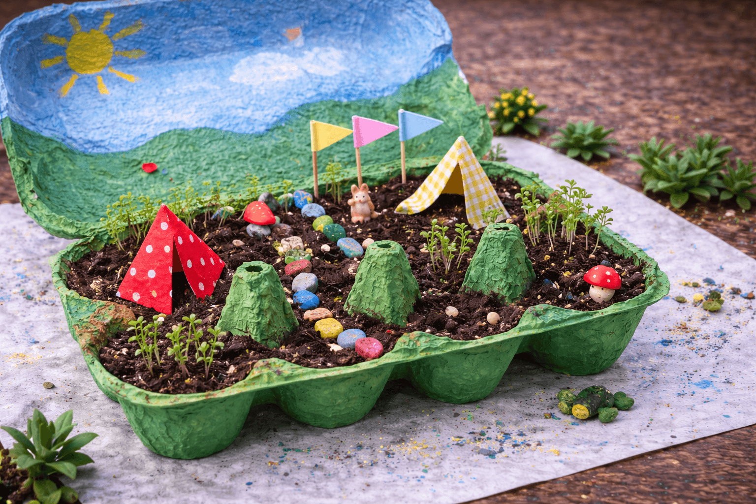 Der Zaubergarten im Eierkarton - Erschaffe einen bunten Mini-Garten mit Eierkartons und Samen.