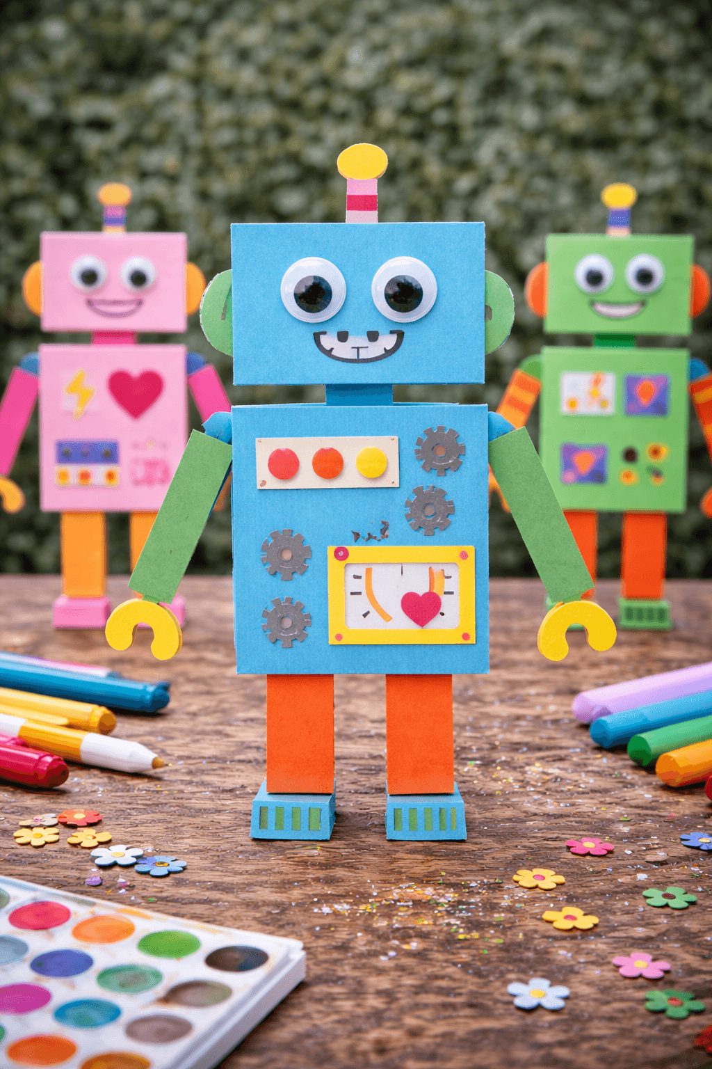 Bastelergebnis - Roboter basteln aus Papier: Anleitung ab 4 Jahren
