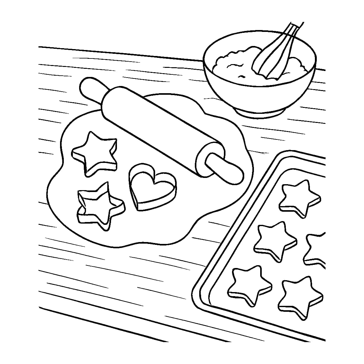Ausmalbild - Plätzchen backen im Advent - Advent, Plätzchen, Backen, Weihnachten