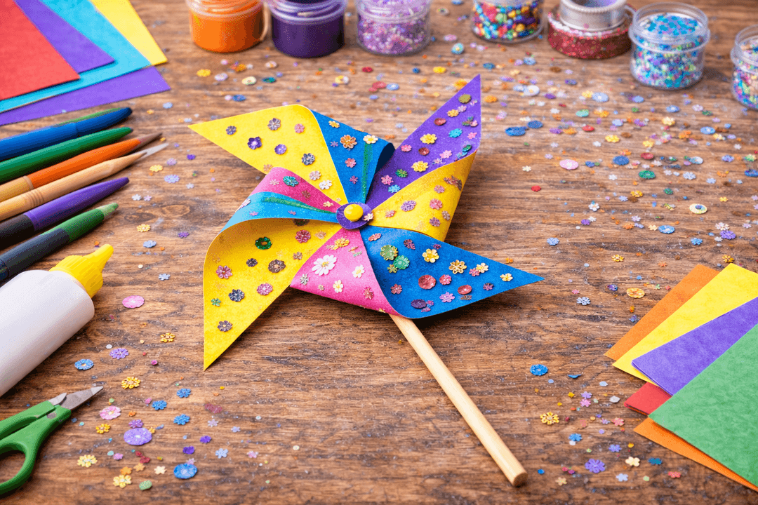 Bastelergebnis - Bunte Windräder