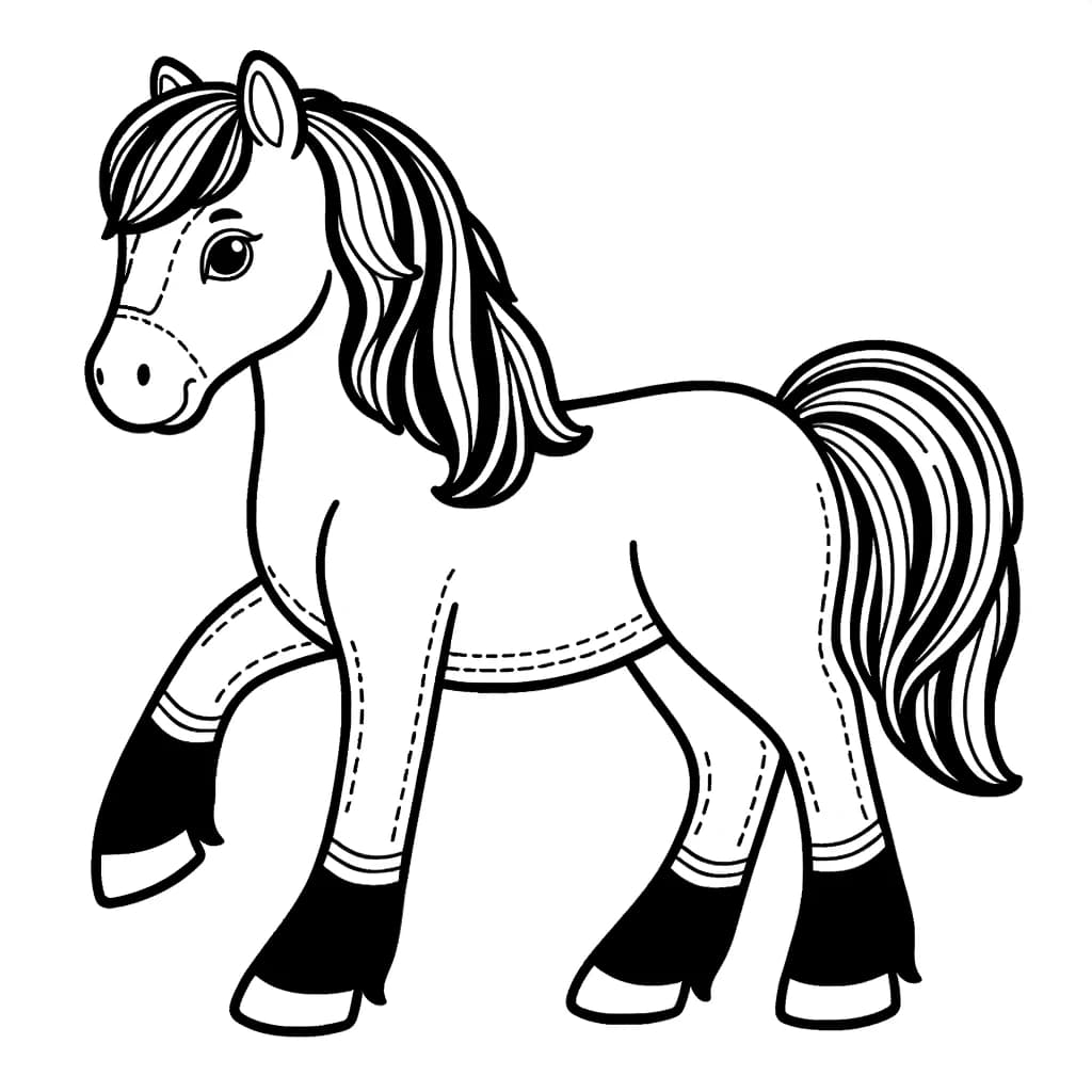 Ausmalbild - Fröhliches Pferd - Pferd, fröhlich, Tiere, Bauernhof