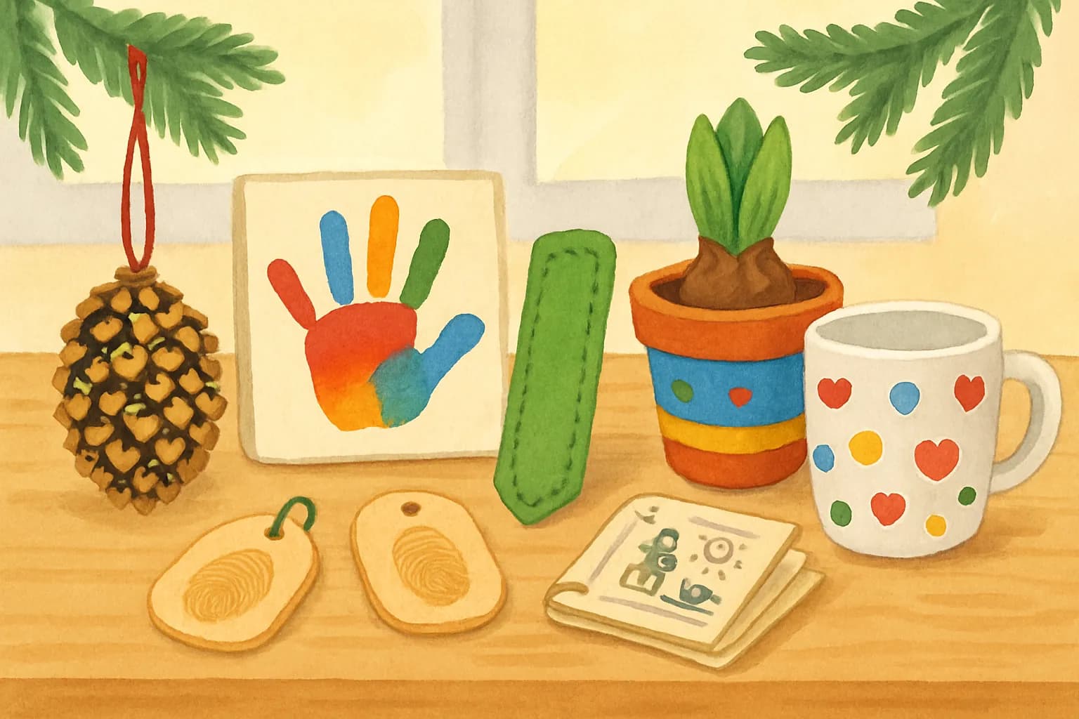 Weihnachtsgeschenke basteln mit Kindern: 7 Ideen für Oma und Opa - Sieben Geschenke, die Kinder ab 3 Jahren selbst basteln können – mit Materialkosten, Trockenzeiten und einem Zeitplan bis Heiligabend.