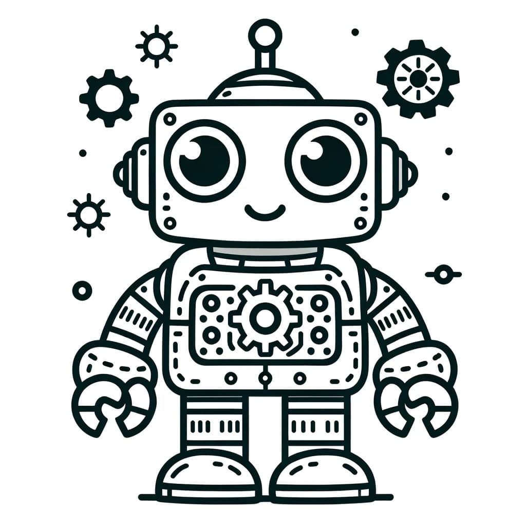 Ausmalbild - Freundlicher Roboter - Roboter, Cartoon, Kinder