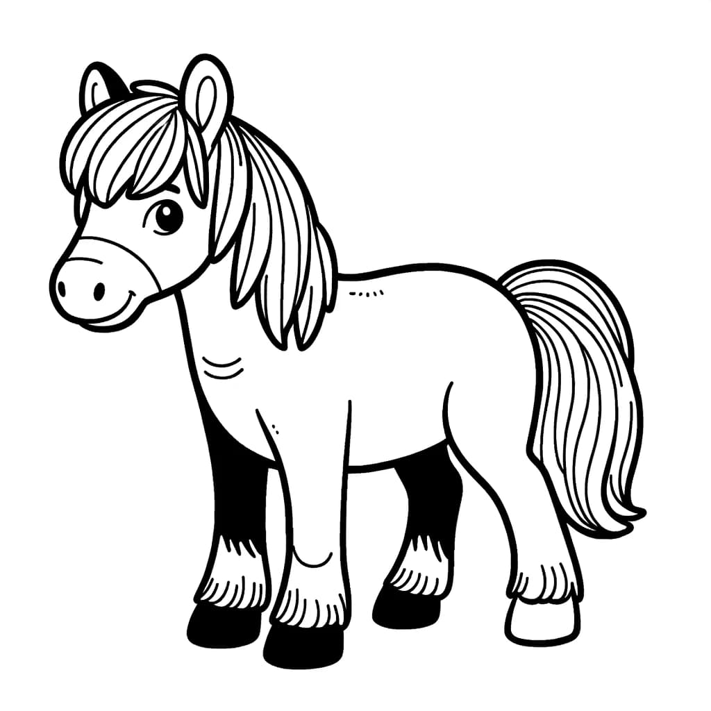 Ausmalbild - Freundliches Pferd - Pferd, Kinder, Tier, Zeichnung