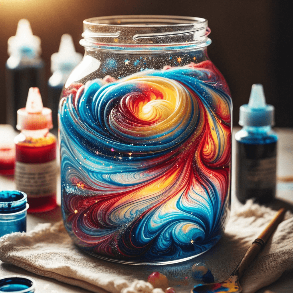 Bastelergebnis - Zauberhafter Farbensturm im Glas