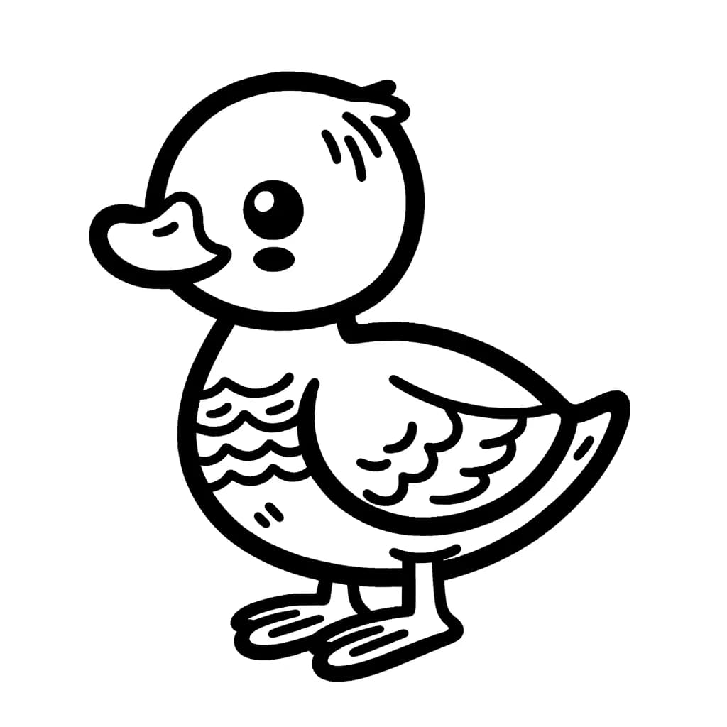 Ausmalbild - Fröhliche Ente am Teich - Ente, Teich, Tiere, Natur