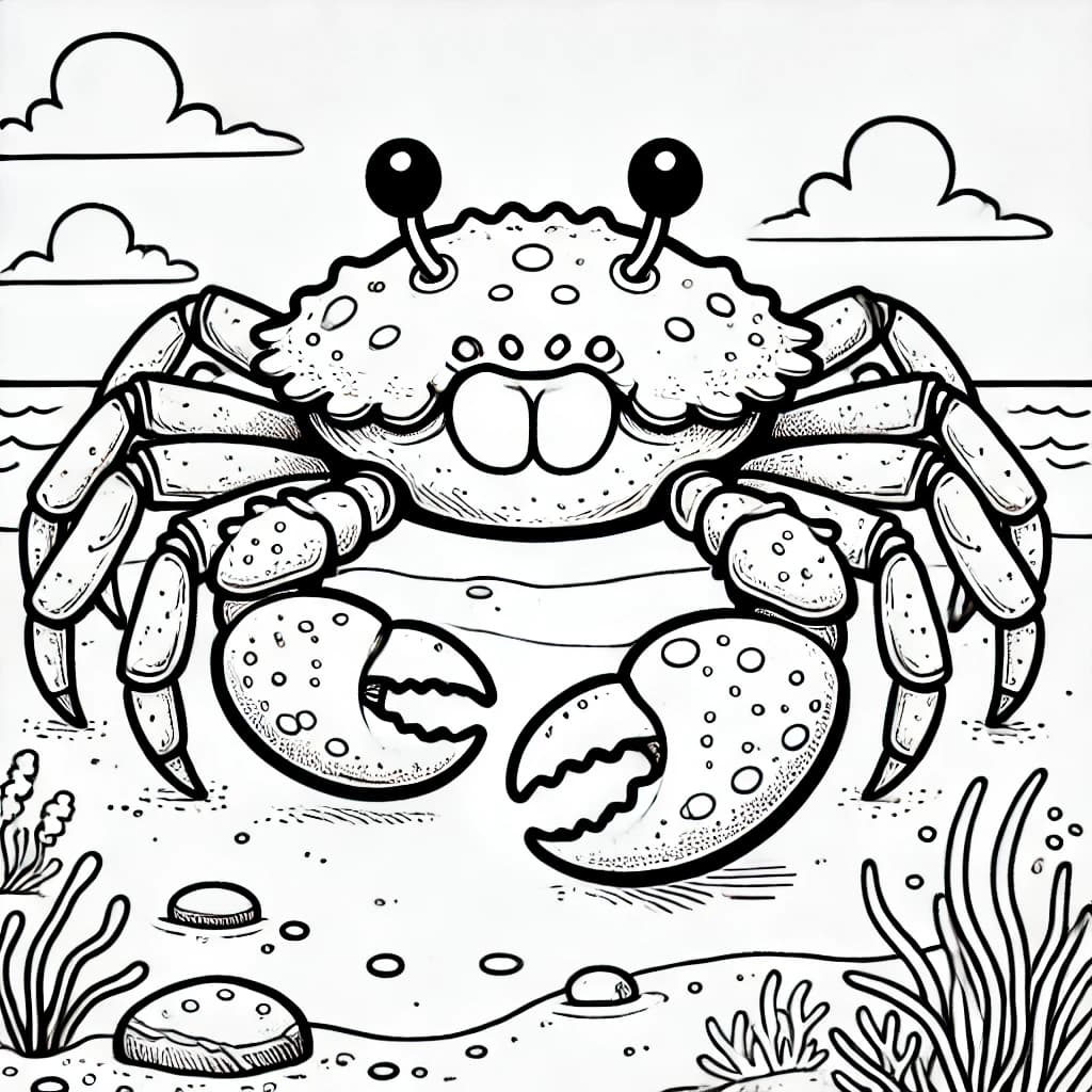 Ausmalbild - Tasmanische Riesenkrabbe im Meer - Krabbe, Meer, Wirbellose Tiere, Ozean