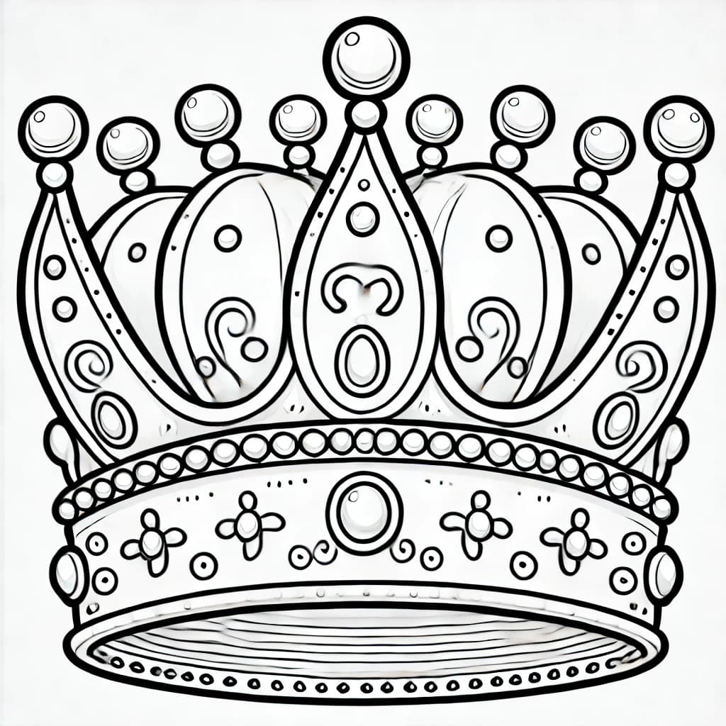 Ausmalbild - Prinzessinnenkrone - Krone, Prinzessin, Schmuck, Edelsteine