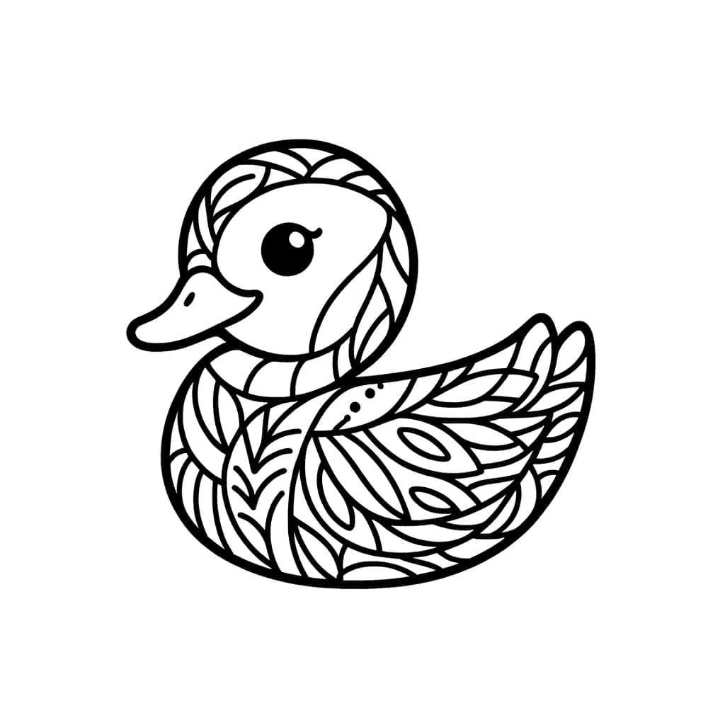 Ausmalbild - Ente am Teich - Ente, Teich, Tiere, Natur