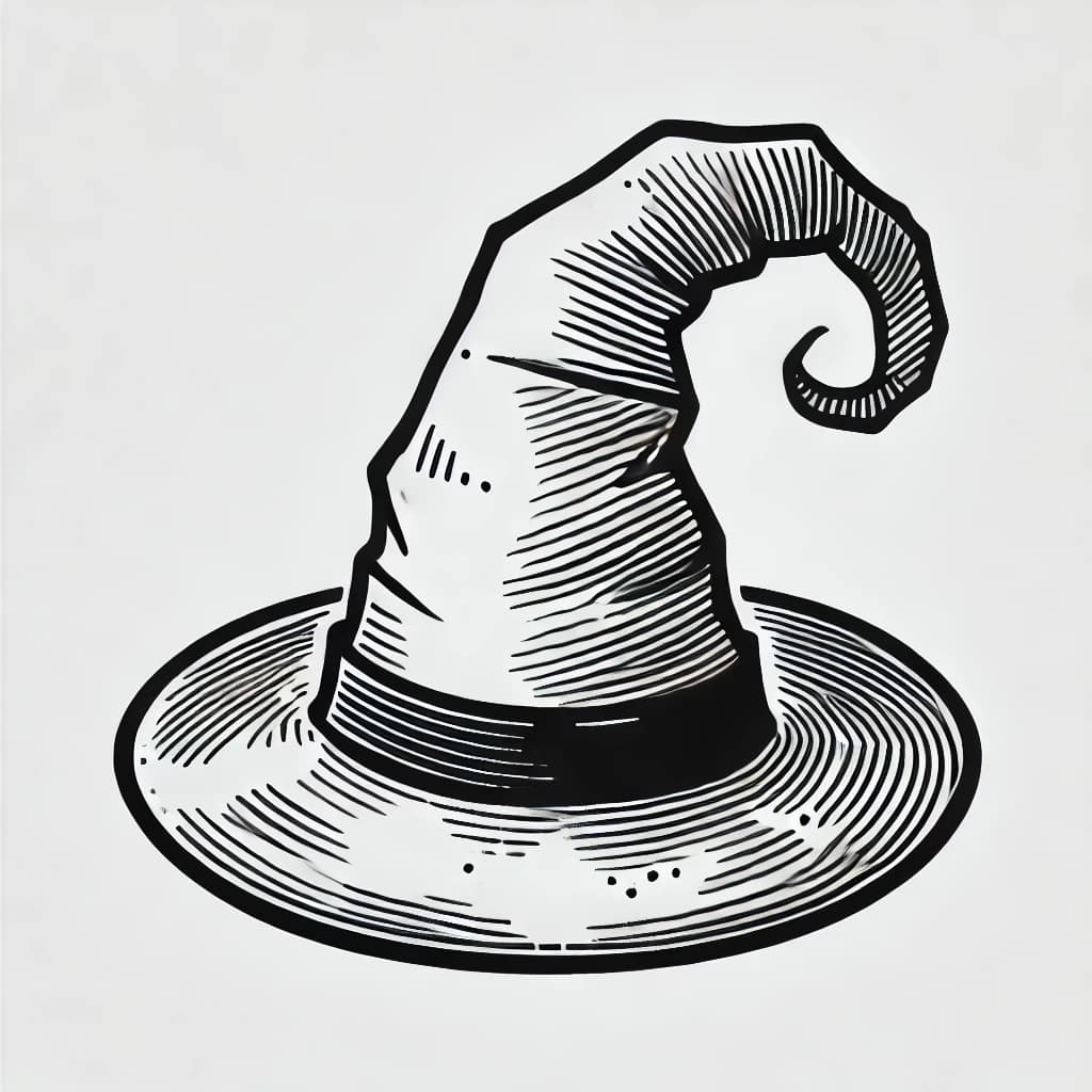 Ausmalbild - Magischer Zauberhut - Zauberhut, Magie, Hexe, Zauberer