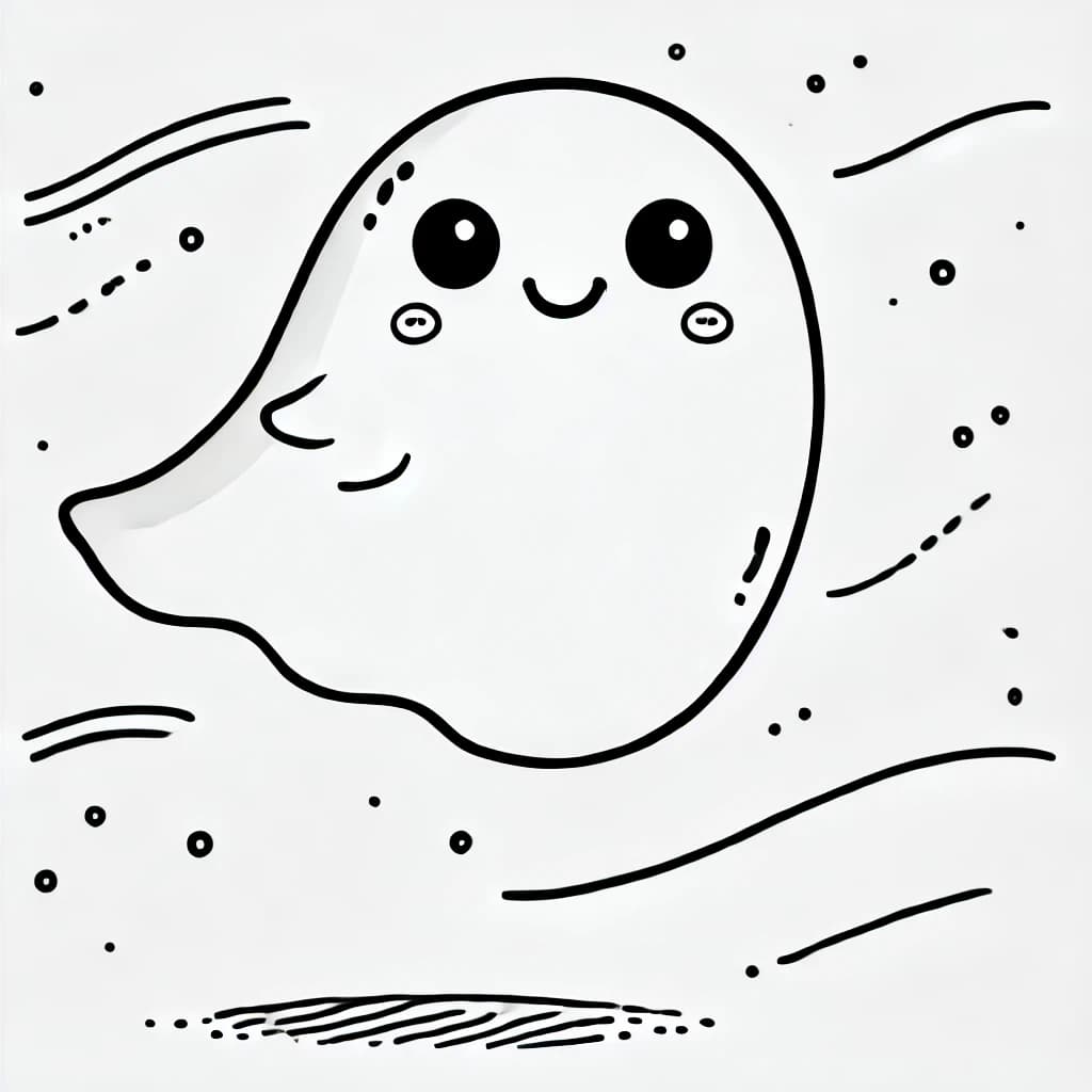 Ausmalbild - Freundliches Gespenst - Gespenst, Geist, Lächeln, Spuk