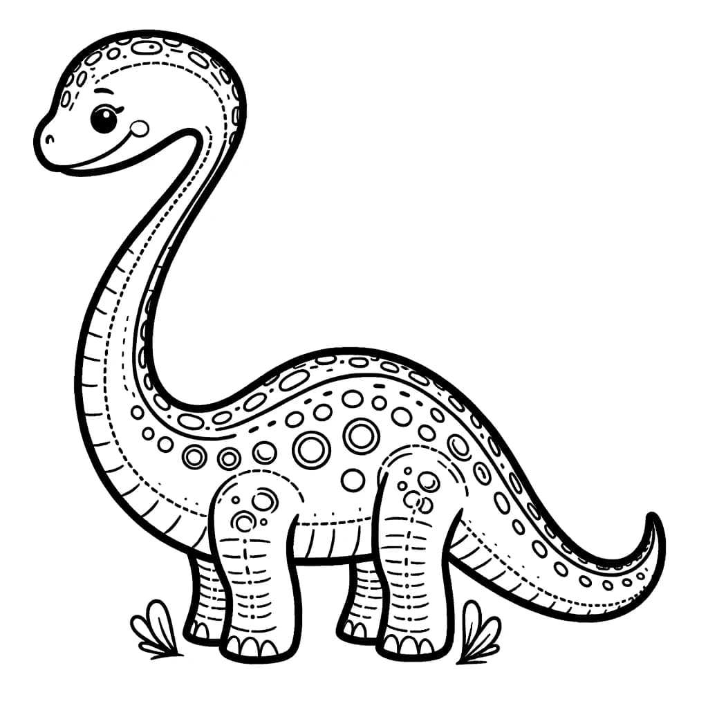 Ausmalbild - Brachiosaurus im Wald - Brachiosaurus, Dinosaurier, Wald, Bäume