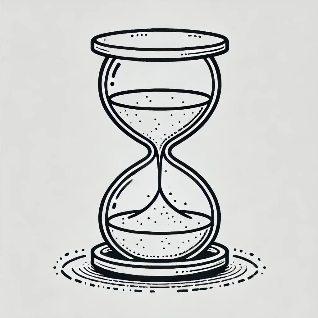 Ausmalbild - Schwebender Sand in der Sanduhr - Sanduhr, Zeit, Magie, schwebender Sand